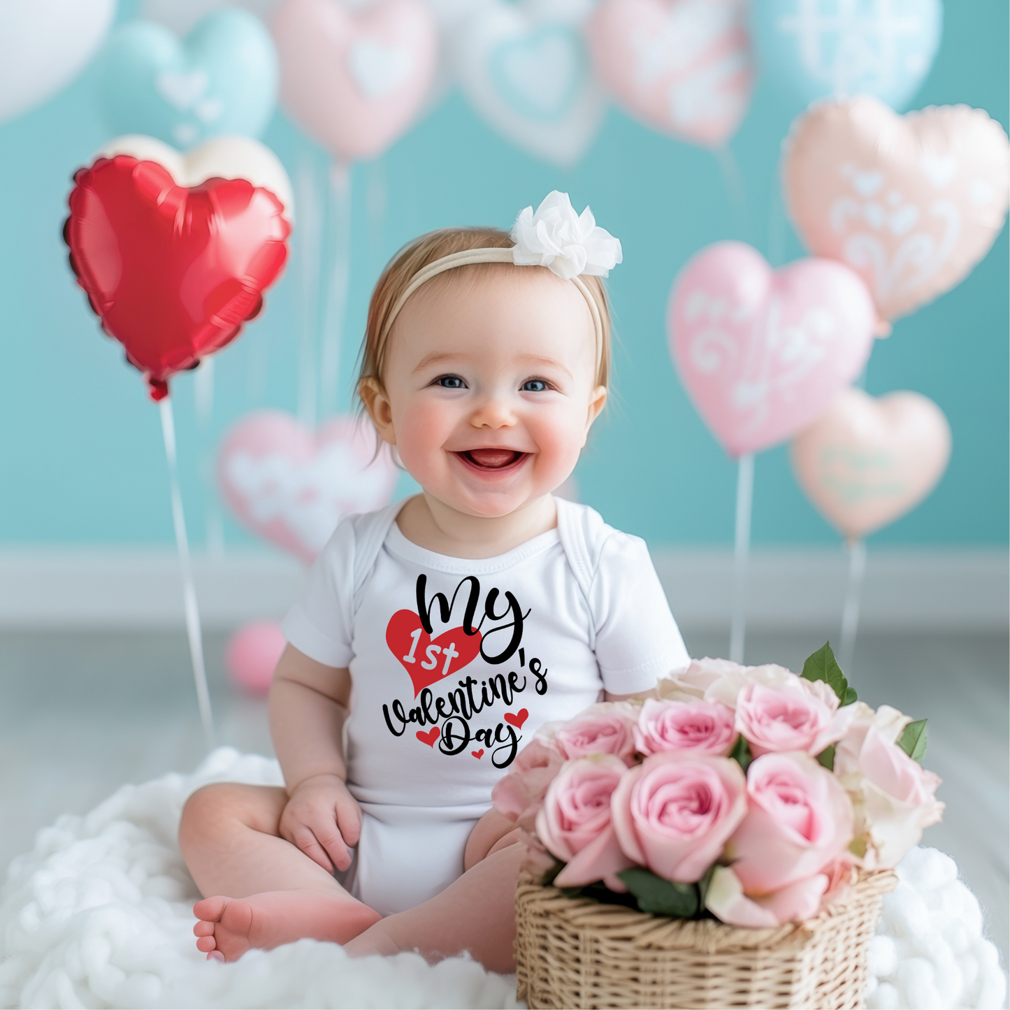 My First Valentines Day- Red Hearts
