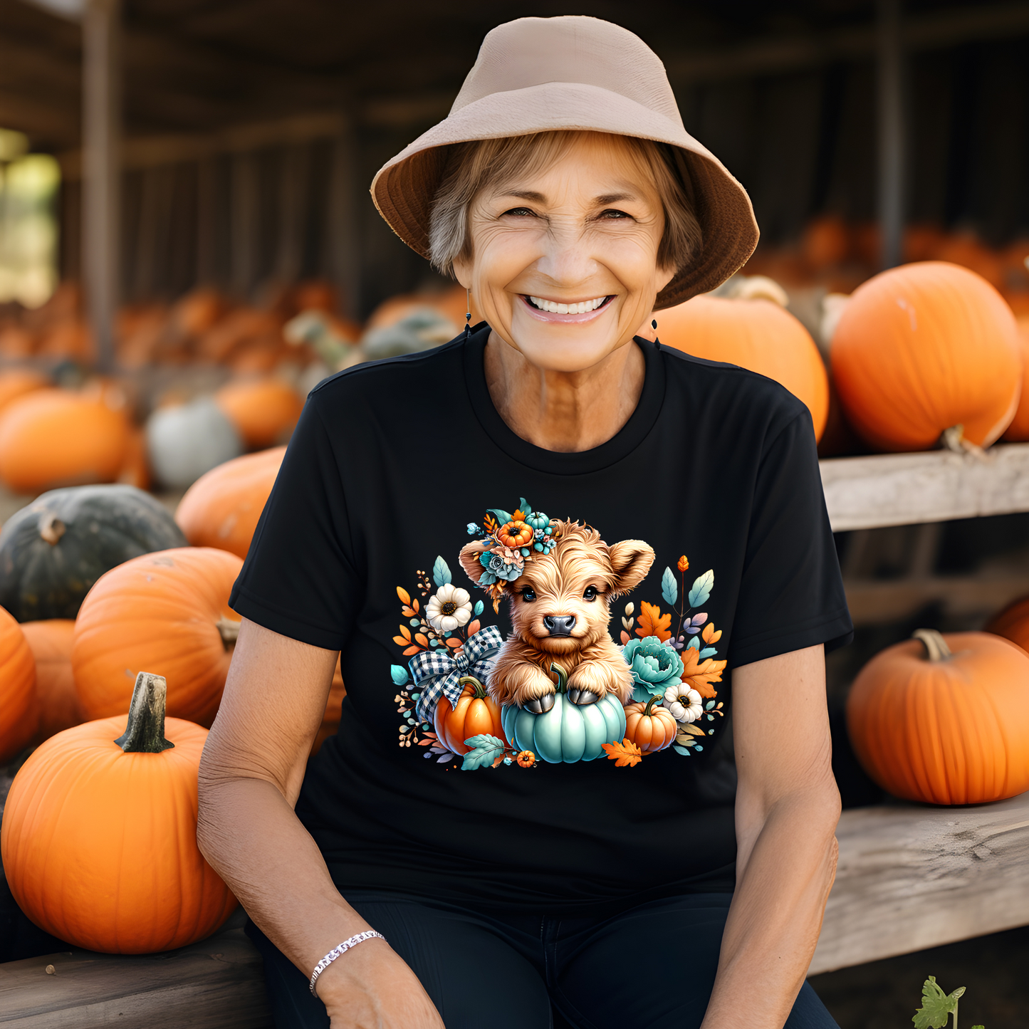 Autumn Baby Highland Cow Spooky Season T-Shirt & Sweater | Cute Fall Cow Pumpkin Patch Shirt