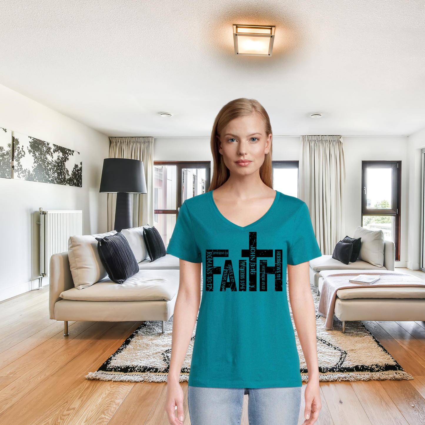 Women's V Neck Shirt -Faith