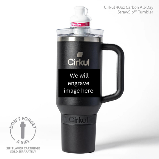 Custom Engraved Black Cirkul  40oz All Day Straw Sip Stanley Style