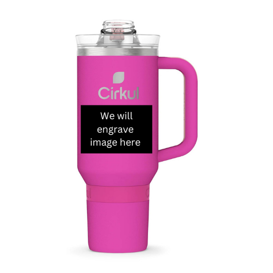 Custom Engraved Pink Cirkul  40oz All Day Straw Sip Stanley Style